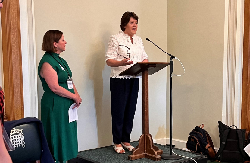 Maria, with the Commissioner, giving her speech